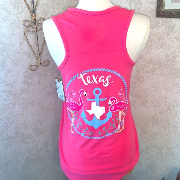 🦩NWT🏝TEXAS Tank Top⚓️Anchor & State of TEXAS & Flamingos in Hot Pink🦩 - Picture 4 of 9